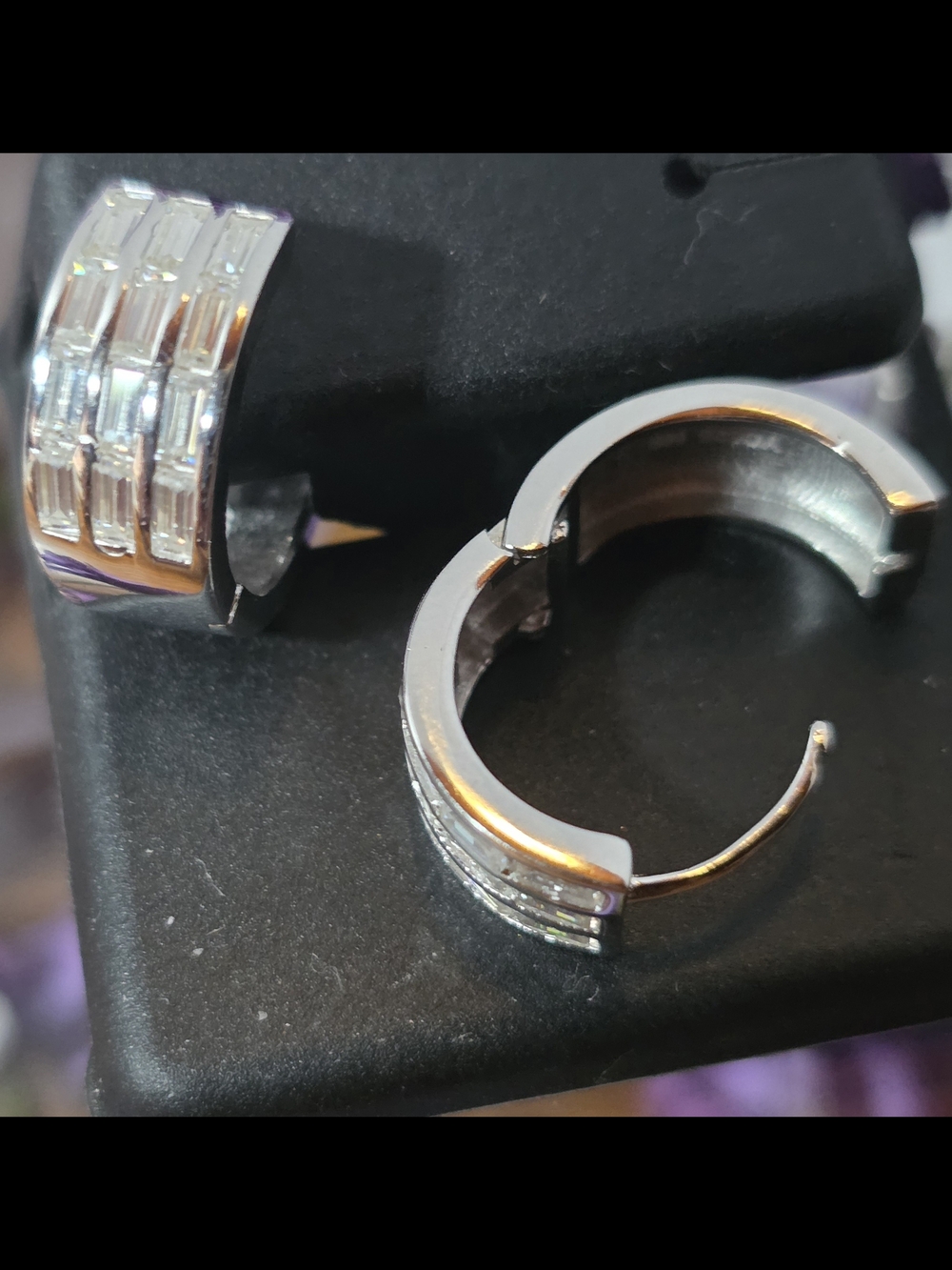 14kt Gold Over Sterling Silver Moissanite Diamond Huggie Hoop Earrings